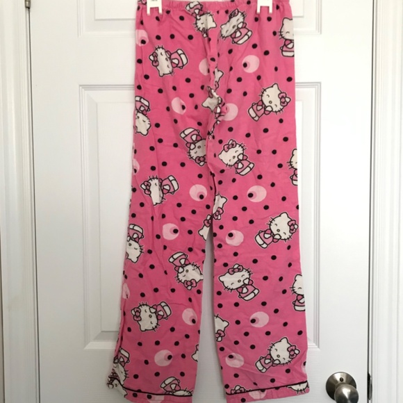 2007 Hello Kitty 100% Cotton Pajama Bottoms Pants Women's XS or Girl's L/XL - Picture 6 of 10